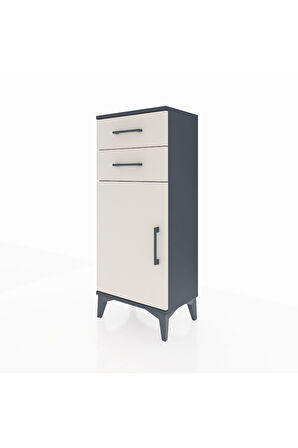 Arges Komodin Tek Raflı 2 Çekmeceli Tek Kapaklı 44x30x106 Antrasit-Aytaşı