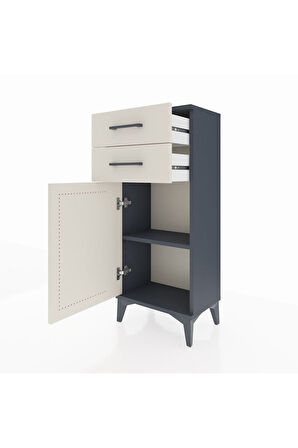 Arges Komodin Tek Raflı 2 Çekmeceli Tek Kapaklı 44x30x106 Antrasit-Aytaşı