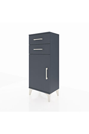 Arges Komodin Tek Raflı 2 Çekmeceli Tek Kapaklı 44x30x106 Antrasit-Antrasit