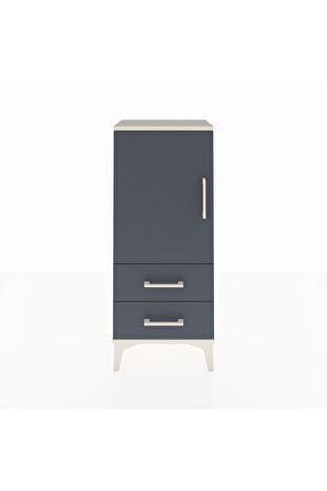 Arges Komodin 2 Raflı 2 Çekmeceli Tek Kapaklı 44x30x106 Aytaşı-Antrasit