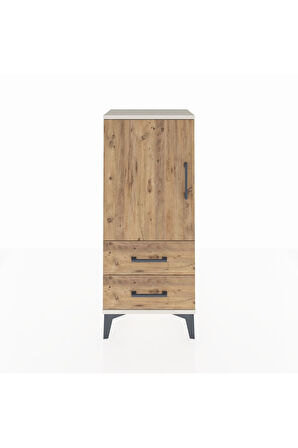 Arges Komodin 2 Raflı 2 Çekmeceli Tek Kapaklı 44x30x106 Aytaşı-Çam