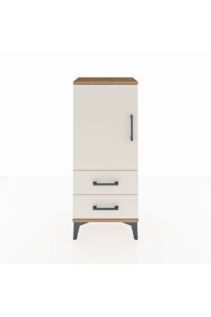 Arges Komodin 2 Raflı 2 Çekmeceli Tek Kapaklı 44x30x106 Çam-Aytaşı