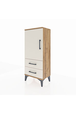 Arges Komodin 2 Raflı 2 Çekmeceli Tek Kapaklı 44x30x106 Çam-Aytaşı