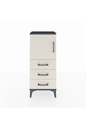 Arges Komodin 2 Raflı 3 Çekmeceli Tek Kapaklı 44x30x106 Antrasit-Aytaşı