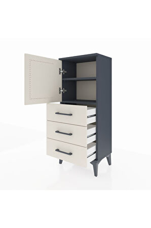 Arges Komodin 2 Raflı 3 Çekmeceli Tek Kapaklı 44x30x106 Antrasit-Aytaşı