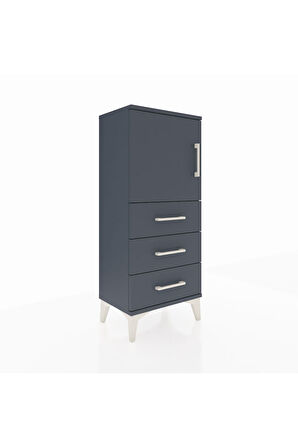 Arges Komodin 2 Raflı 3 Çekmeceli Tek Kapaklı 44x30x106 Antrasit-Antrasit