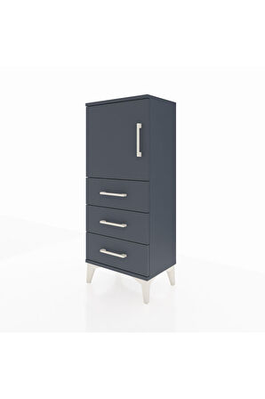 Arges Komodin 2 Raflı 3 Çekmeceli Tek Kapaklı 44x30x106 Antrasit-Antrasit