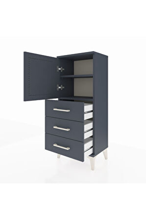 Arges Komodin 2 Raflı 3 Çekmeceli Tek Kapaklı 44x30x106 Antrasit-Antrasit