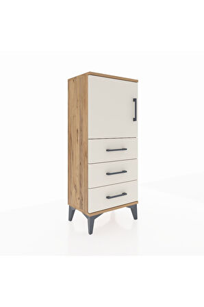 Arges Komodin 2 Raflı 3 Çekmeceli Tek Kapaklı 44x30x106 Çam-Aytaşı