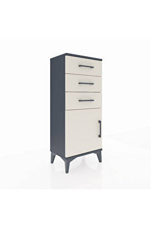 Arges Komodin Tek Raflı 3 Çekmeceli Tek Kapaklı 44x30x106 Antrasit-Aytaşı
