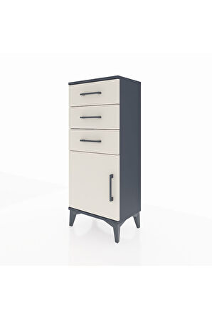 Arges Komodin Tek Raflı 3 Çekmeceli Tek Kapaklı 44x30x106 Antrasit-Aytaşı