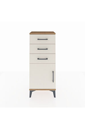 Arges Komodin Tek Raflı 3 Çekmeceli Tek Kapaklı 44x30x106 Çam-Aytaşı