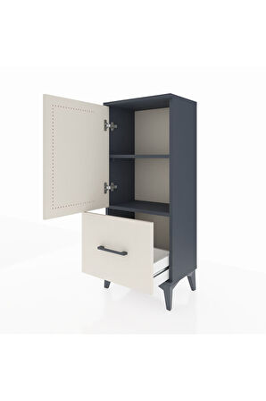 Arges Komodin 2 Raflı Tek Çekmeceli Tek Kapaklı 44x30x106 Antrasit-Aytaşı