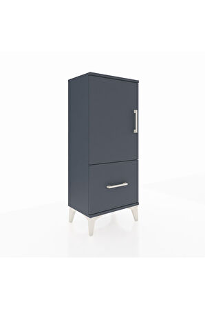Arges Komodin 2 Raflı Tek Çekmeceli Tek Kapaklı 44x30x106 Antrasit-Antrasit