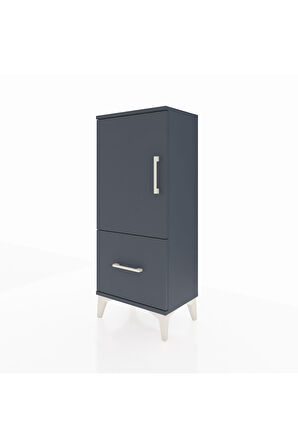 Arges Komodin 2 Raflı Tek Çekmeceli Tek Kapaklı 44x30x106 Antrasit-Antrasit