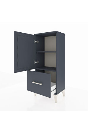 Arges Komodin 2 Raflı Tek Çekmeceli Tek Kapaklı 44x30x106 Antrasit-Antrasit