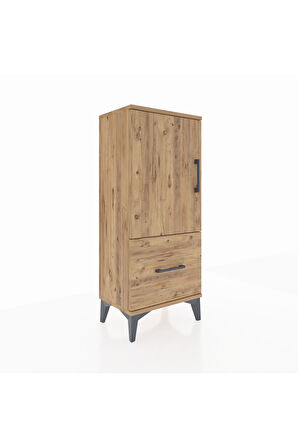 Arges Komodin 2 Raflı Tek Çekmeceli Tek Kapaklı 44x30x106 Çam-Çam