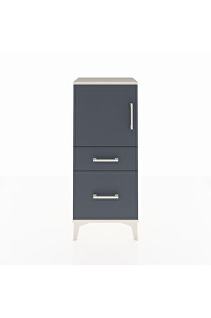 Arges Komodin 2 Raflı 2 Çekmeceli Tek Kapaklı 44x30x106 Aytaşı-Antrasit