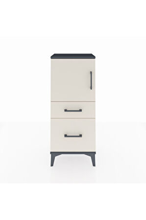 Arges Komodin 2 Raflı 2 Çekmeceli Tek Kapaklı 44x30x106 Antrasit-Aytaşı