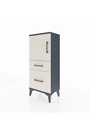 Arges Komodin 2 Raflı 2 Çekmeceli Tek Kapaklı 44x30x106 Antrasit-Aytaşı