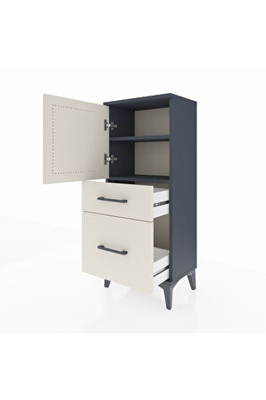 Arges Komodin 2 Raflı 2 Çekmeceli Tek Kapaklı 44x30x106 Antrasit-Aytaşı