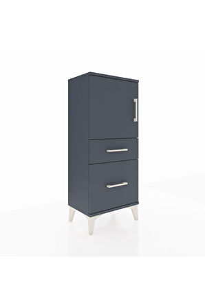 Arges Komodin 2 Raflı 2 Çekmeceli Tek Kapaklı 44x30x106 Antrasit-Antrasit