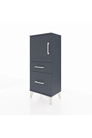 Arges Komodin 2 Raflı 2 Çekmeceli Tek Kapaklı 44x30x106 Antrasit-Antrasit