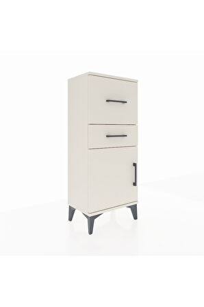 Arges Komodin Tek Raflı 2 Çekmeceli Tek Kapaklı 44x30x106 Aytaşı-Aytaşı