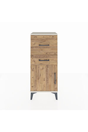 Arges Komodin Tek Raflı 2 Çekmeceli Tek Kapaklı 44x30x106 Aytaşı-Çam