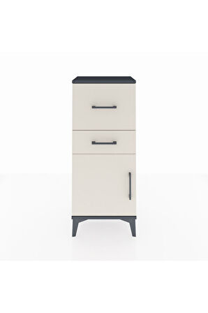 Arges Komodin Tek Raflı 2 Çekmeceli Tek Kapaklı 44x30x106 Antrasit-Aytaşı