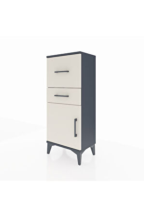 Arges Komodin Tek Raflı 2 Çekmeceli Tek Kapaklı 44x30x106 Antrasit-Aytaşı