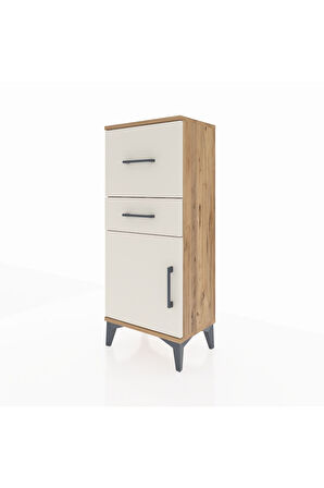 Arges Komodin Tek Raflı 2 Çekmeceli Tek Kapaklı 44x30x106 Çam-Aytaşı