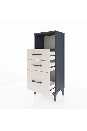 Arges Komodin Tek Raflı 3 Çekmeceli 44x30x106 Antrasit-Aytaşı