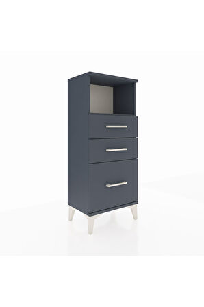 Arges Komodin Tek Raflı 3 Çekmeceli 44x30x106 Antrasit-Antrasit