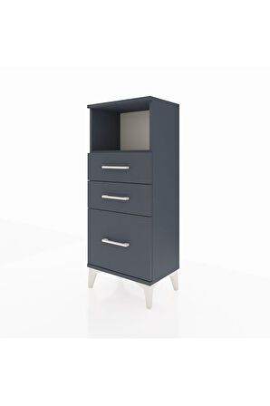 Arges Komodin Tek Raflı 3 Çekmeceli 44x30x106 Antrasit-Antrasit