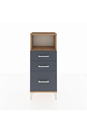 Arges Komodin Tek Raflı 3 Çekmeceli 44x30x106 Çam-Antrasit