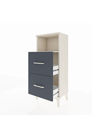 Arges Komodin Tek Raflı 2 Çekmeceli 44x30x106 Aytaşı-Antrasit