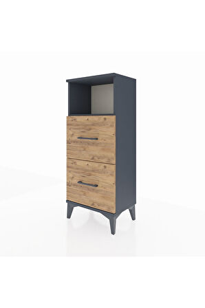 Arges Komodin Tek Raflı 2 Çekmeceli 44x30x106 Antrasit-Çam