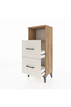 Arges Komodin Tek Raflı 2 Çekmeceli 44x30x106 Çam-Aytaşı