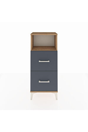Arges Komodin Tek Raflı 2 Çekmeceli 44x30x106 Çam-Antrasit