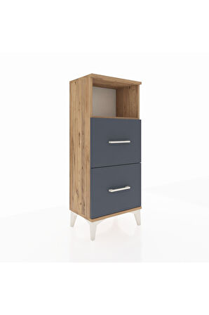 Arges Komodin Tek Raflı 2 Çekmeceli 44x30x106 Çam-Antrasit