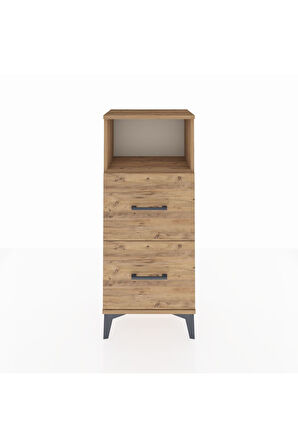 Arges Komodin Tek Raflı 2 Çekmeceli 44x30x106 Çam-Çam