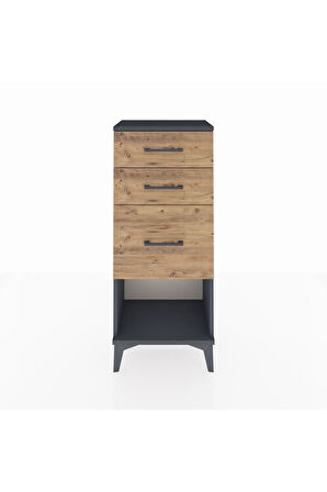 Arges Komodin 3 Çekmeceli 44x30x106 Antrasit-Çam