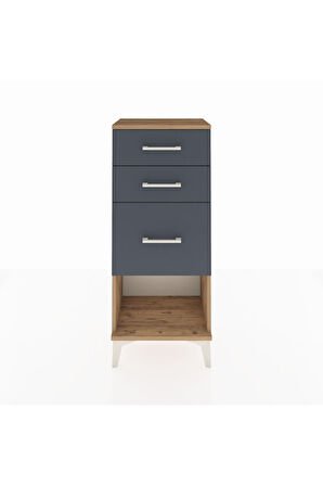 Arges Komodin 3 Çekmeceli 44x30x106 Çam-Antrasit