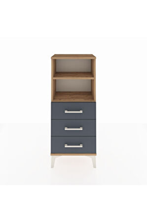 Arges Komodin 2 Raflı 3 Çekmeceli 44x30x106 Çam-Antrasit