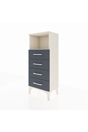 Arges Komodin Tek Raflı 4 Çekmeceli 44x30x106 Aytaşı-Antrasit