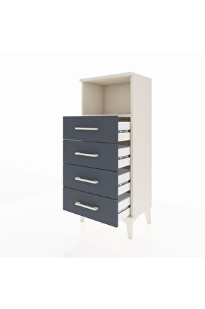Arges Komodin Tek Raflı 4 Çekmeceli 44x30x106 Aytaşı-Antrasit