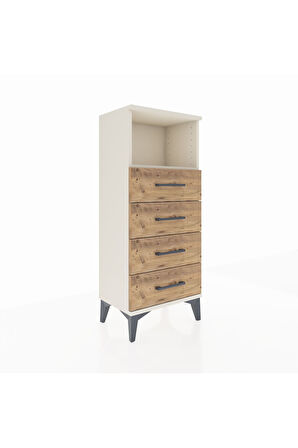 Arges Komodin Tek Raflı 4 Çekmeceli 44x30x106 Aytaşı-Çam