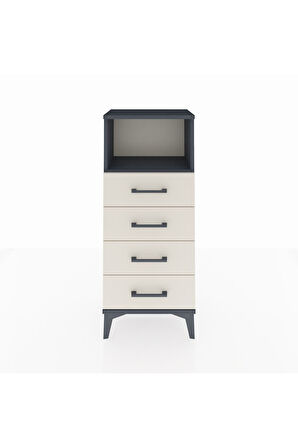 Arges Komodin Tek Raflı 4 Çekmeceli 44x30x106 Antrasit-Aytaşı