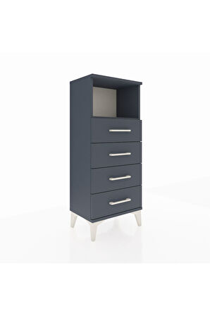 Arges Komodin Tek Raflı 4 Çekmeceli 44x30x106 Antrasit-Antrasit